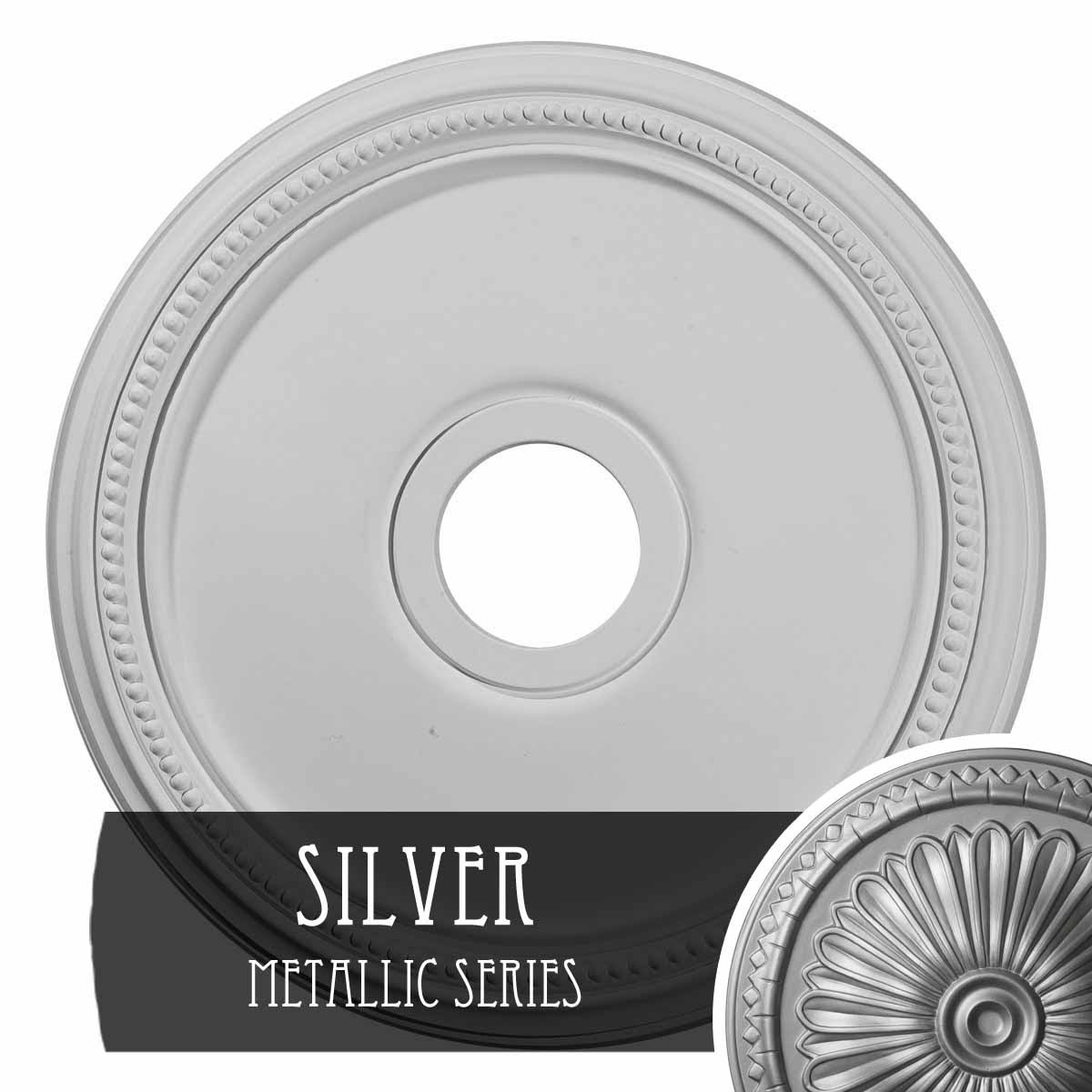 18x22OD x 3 5/8x22ID x 1 1/8x22P Hand-Painted Silver Ceiling Medallion T2700