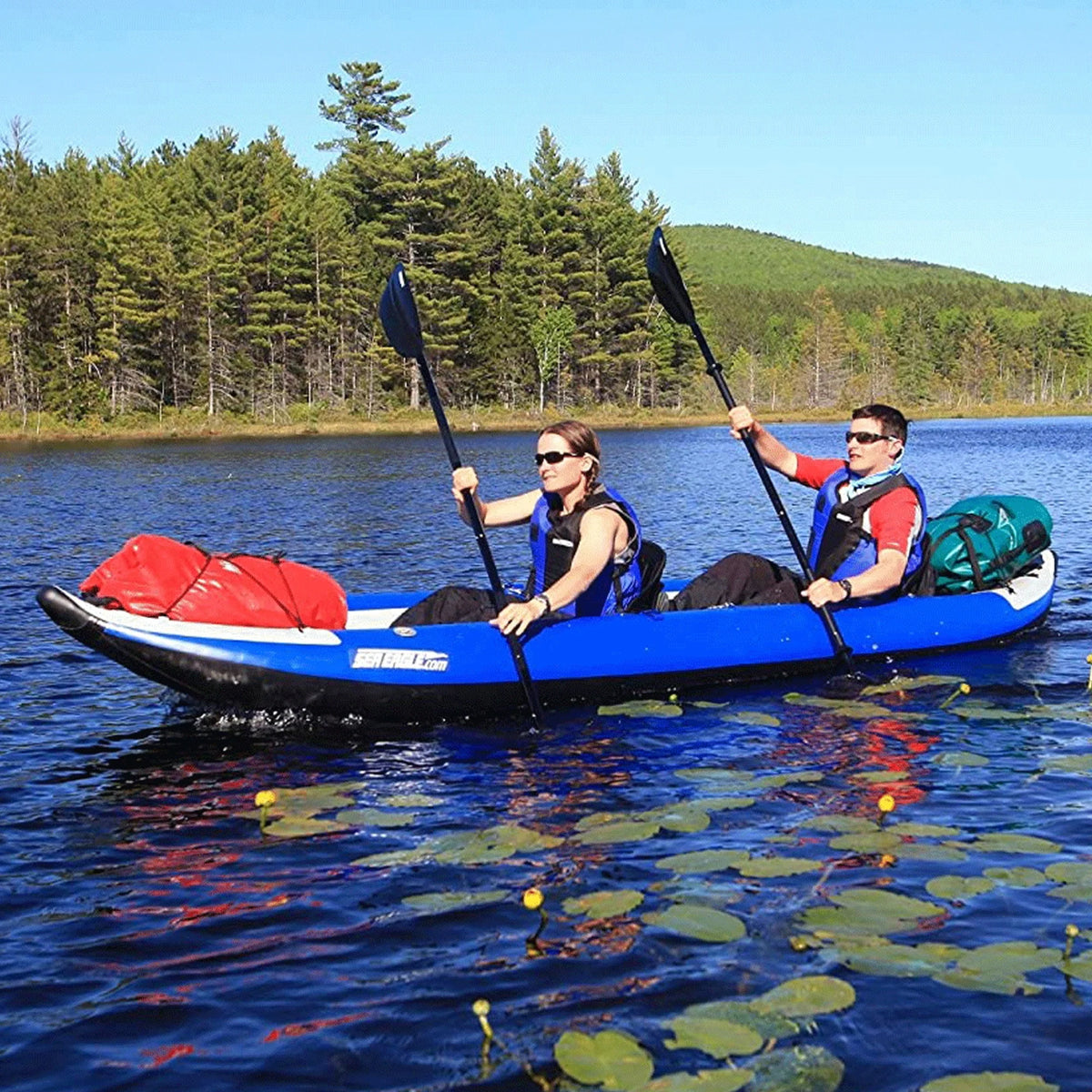 White Blue Inflatable 3 Person Kayak O935