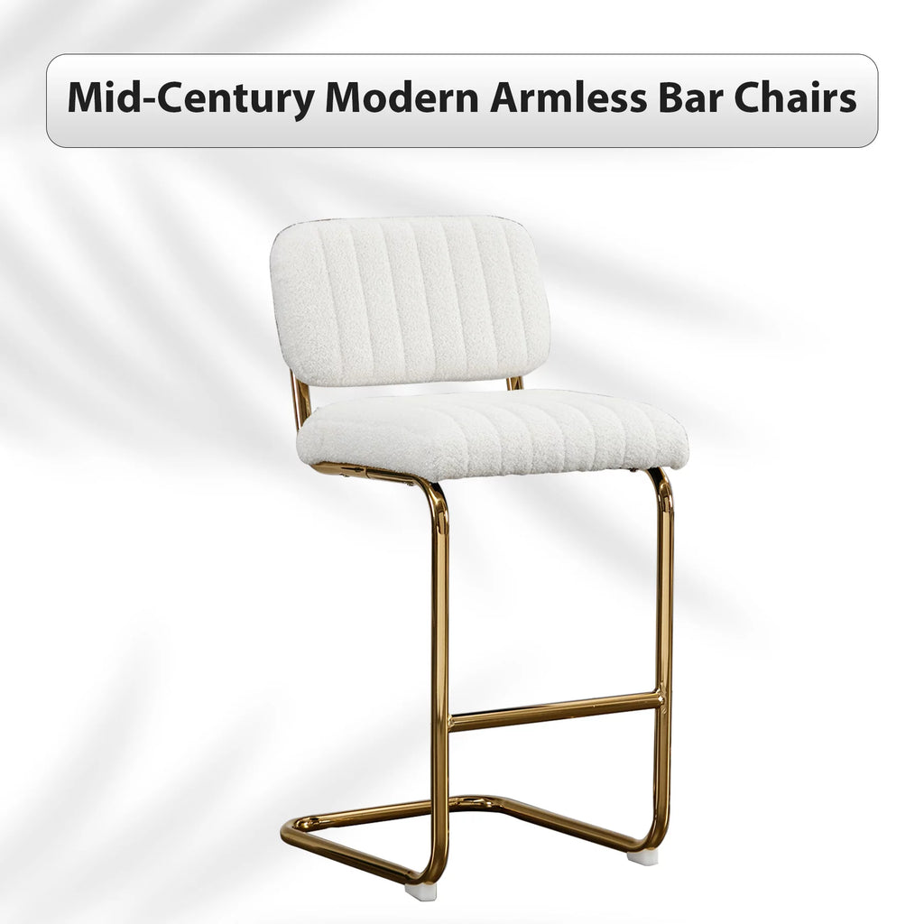 Set of 2 Teddy Fabric Upholstered Bar Stools A770