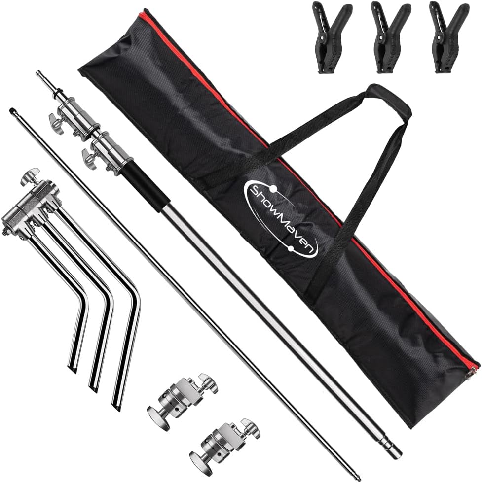 10ft Light Stand C-Stand on Turtle Base with 4ft Extension Boom Arm & 2 Pieces Grip Head M3578