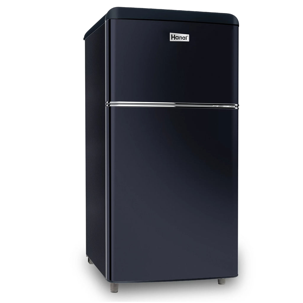 3.5 Cu Feet Two Door Mini Fridge with Freezer, Black O9300