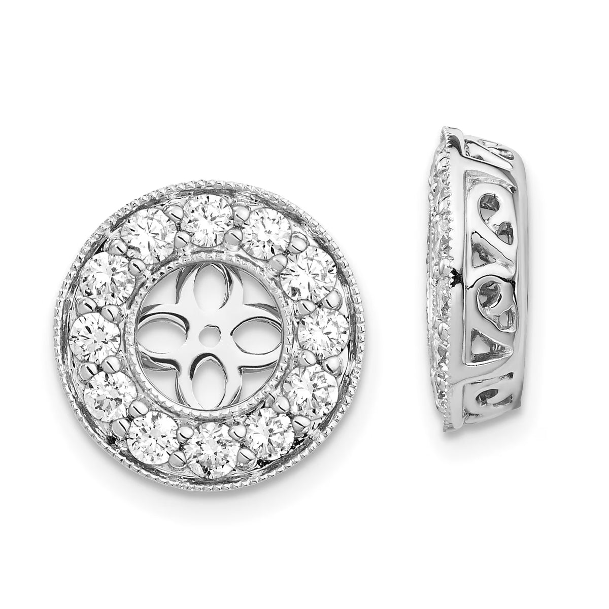 14K White Gold Lab Grown Diamond Studs Earring Jackets W997