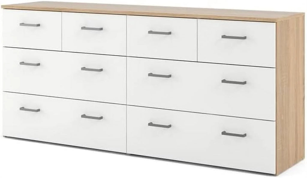 White Oak 8 Drawer Double Dresser U100044