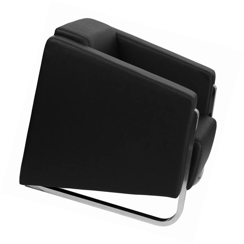 Black Leather Chair with Stainless Steel Frame N223