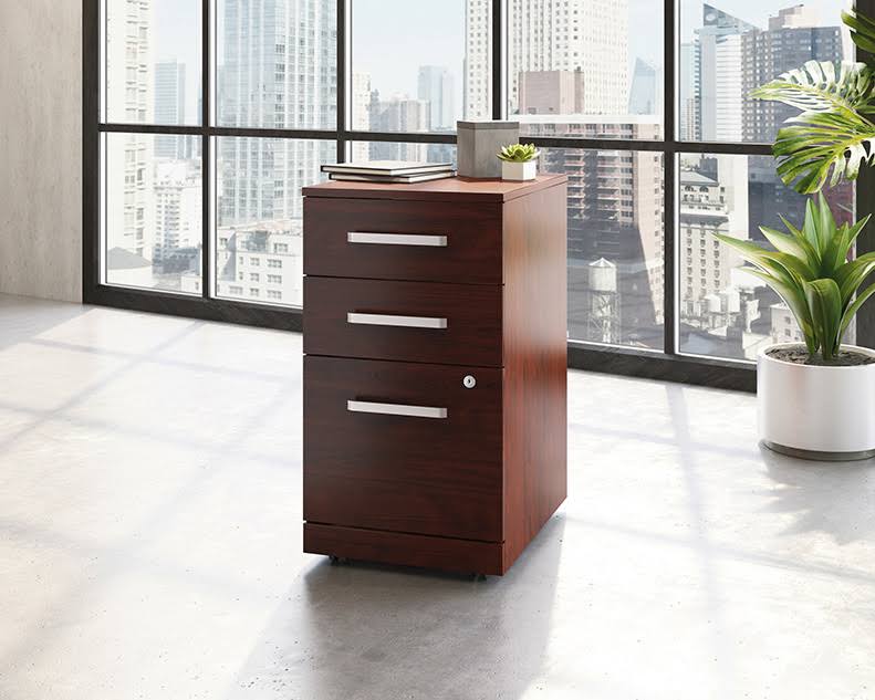 Engineered Wood 3-Drawers Mobile File Cabinet Cherry M9886