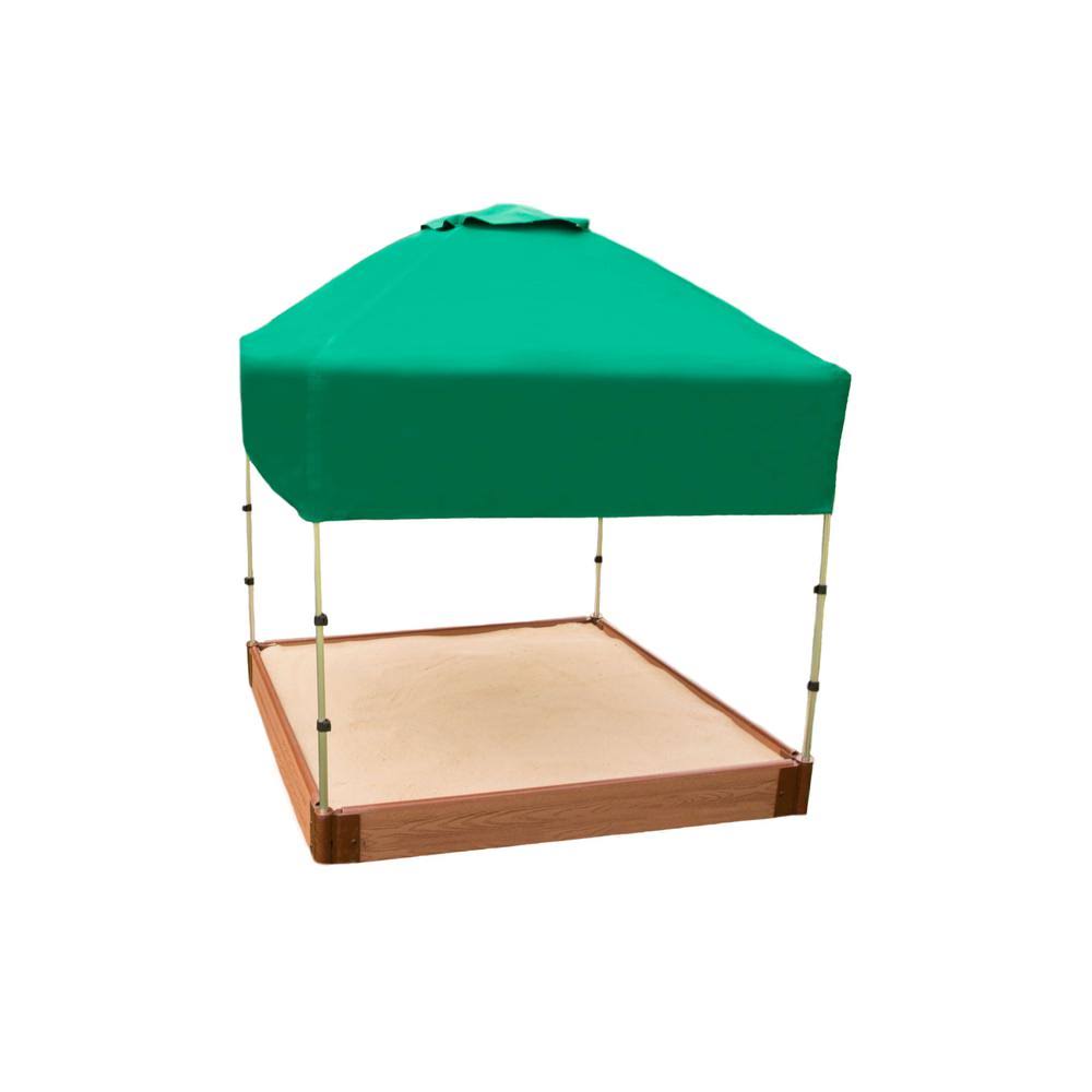 4ft x 4ft x 5.5in Composite Square Sandbox Kit with Canopy L735