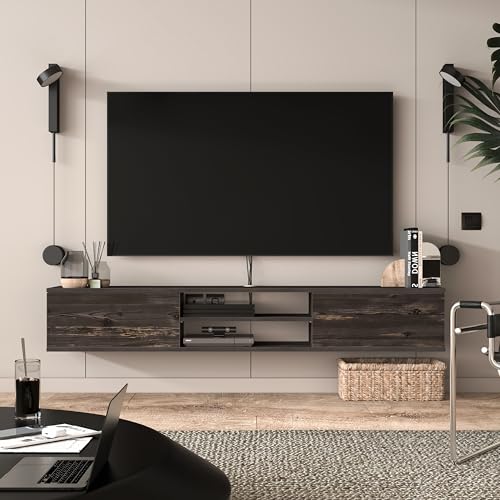 Black Oak Floating TV Stand T21188