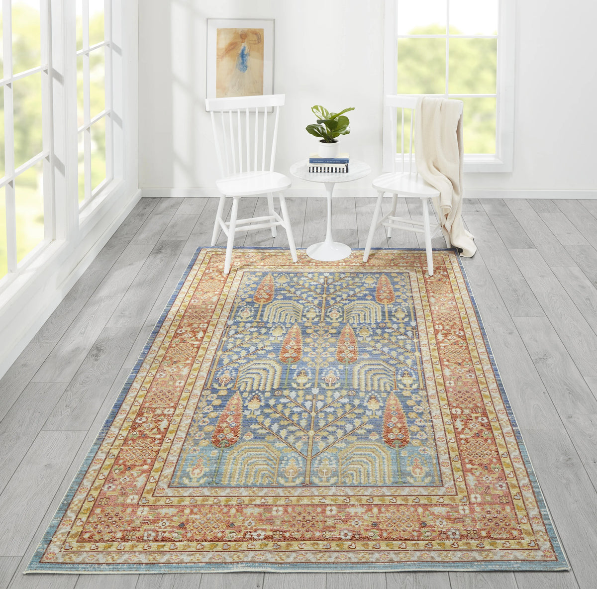Blue Polyester Area Rug 7'10" X 10'6" T6355