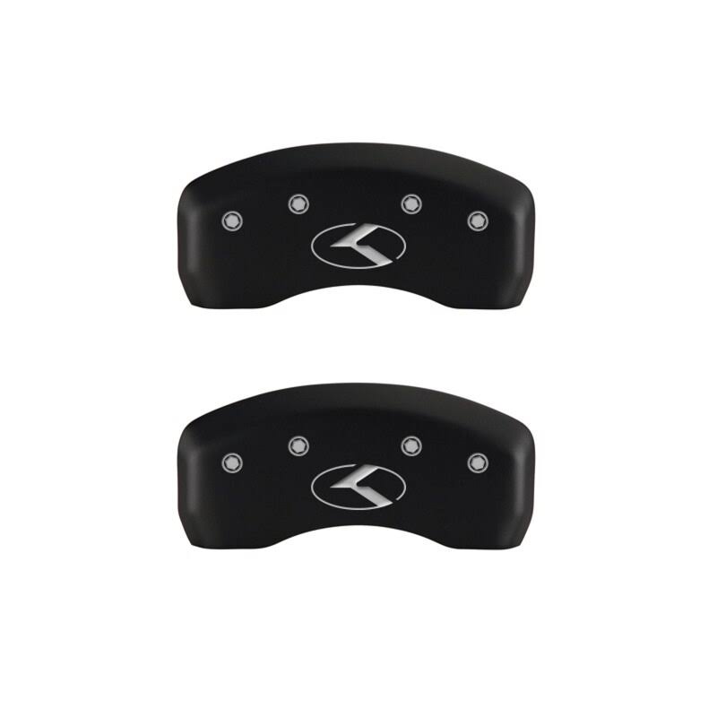 4 Caliper Covers Engraved Front & Rear Red Finish Silver D7170
