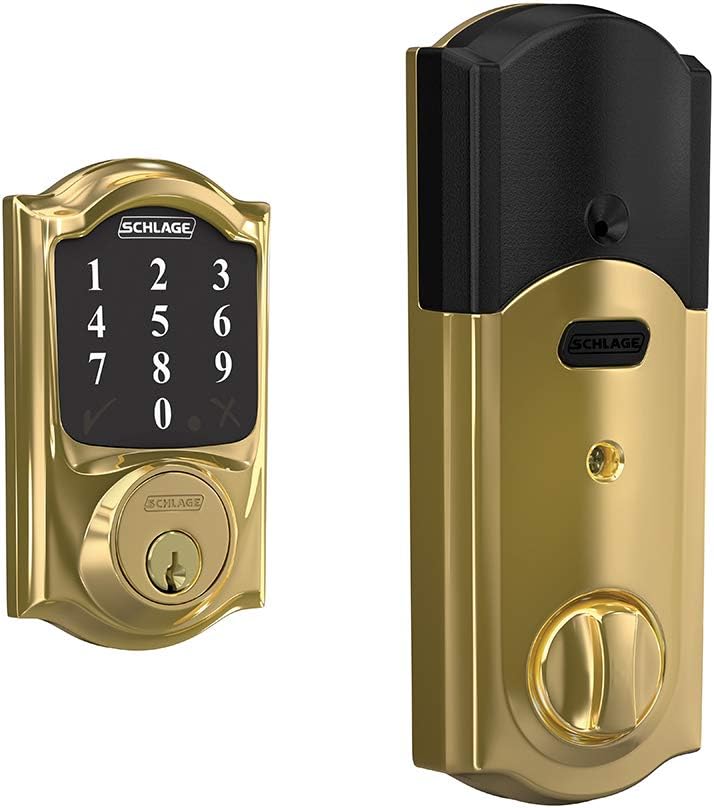 Bright Brass Smart Deadbolt With Alarm W9261