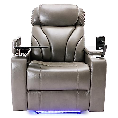 Light Grey PU Leather Electric Single Reclining Chair with USB Y9761