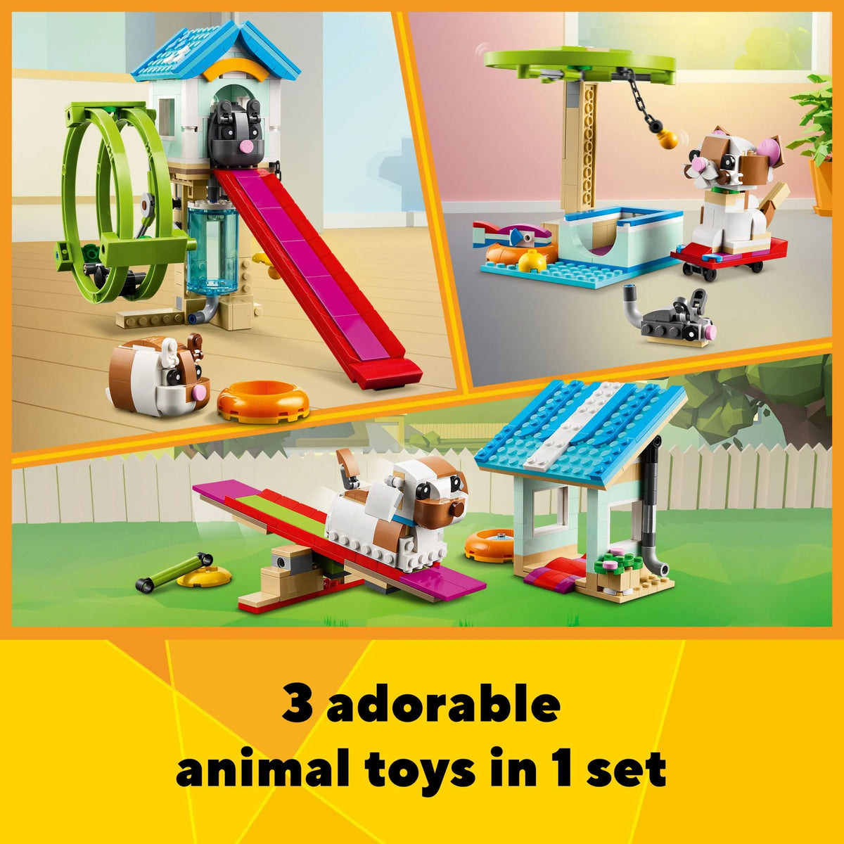 3 in 1 Hamster Wheel Toy Animal Set C183013