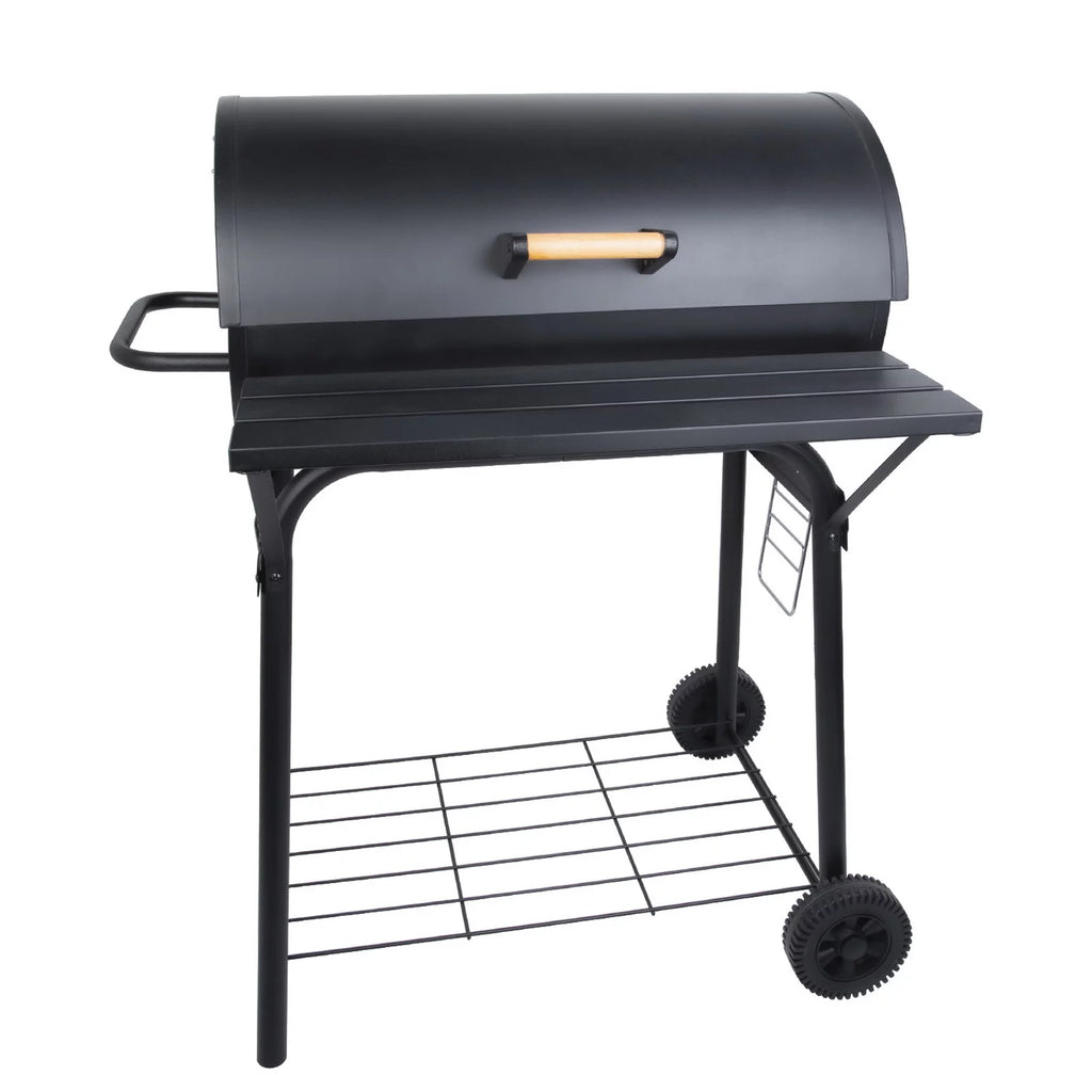 Portable Barrel Charcoal BBQ Grill with Front Shelf C363472