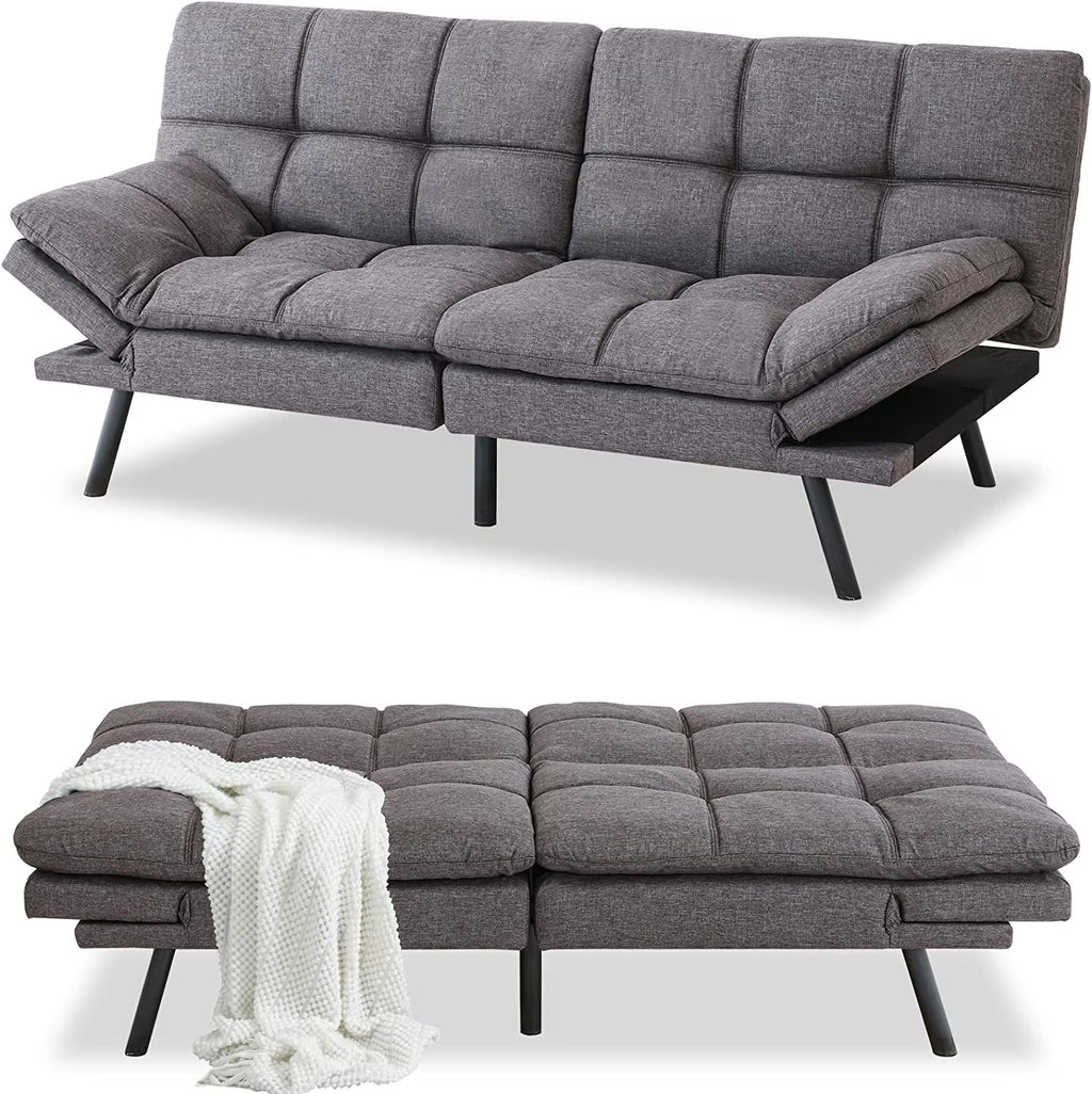Memory Foam Futon Sofa Bed with Removable Armrests F832