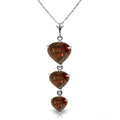 14k 22" Solid White Gold Necklace with Natural Heart-shaped Garnets O136