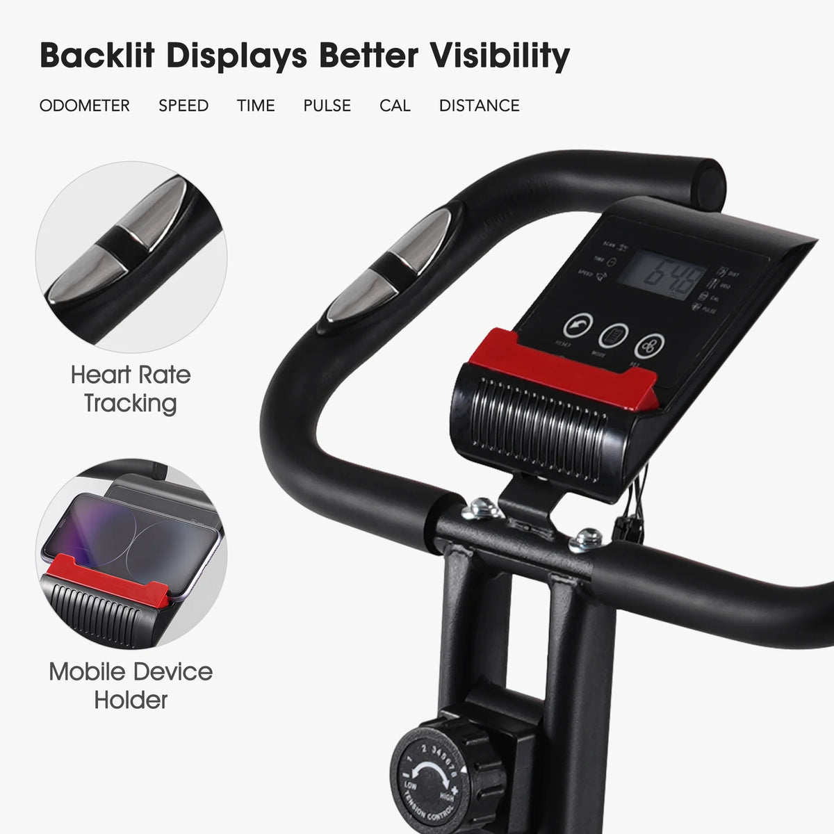 Folding Stationary Exercise Bike with LCD Monitor T57155