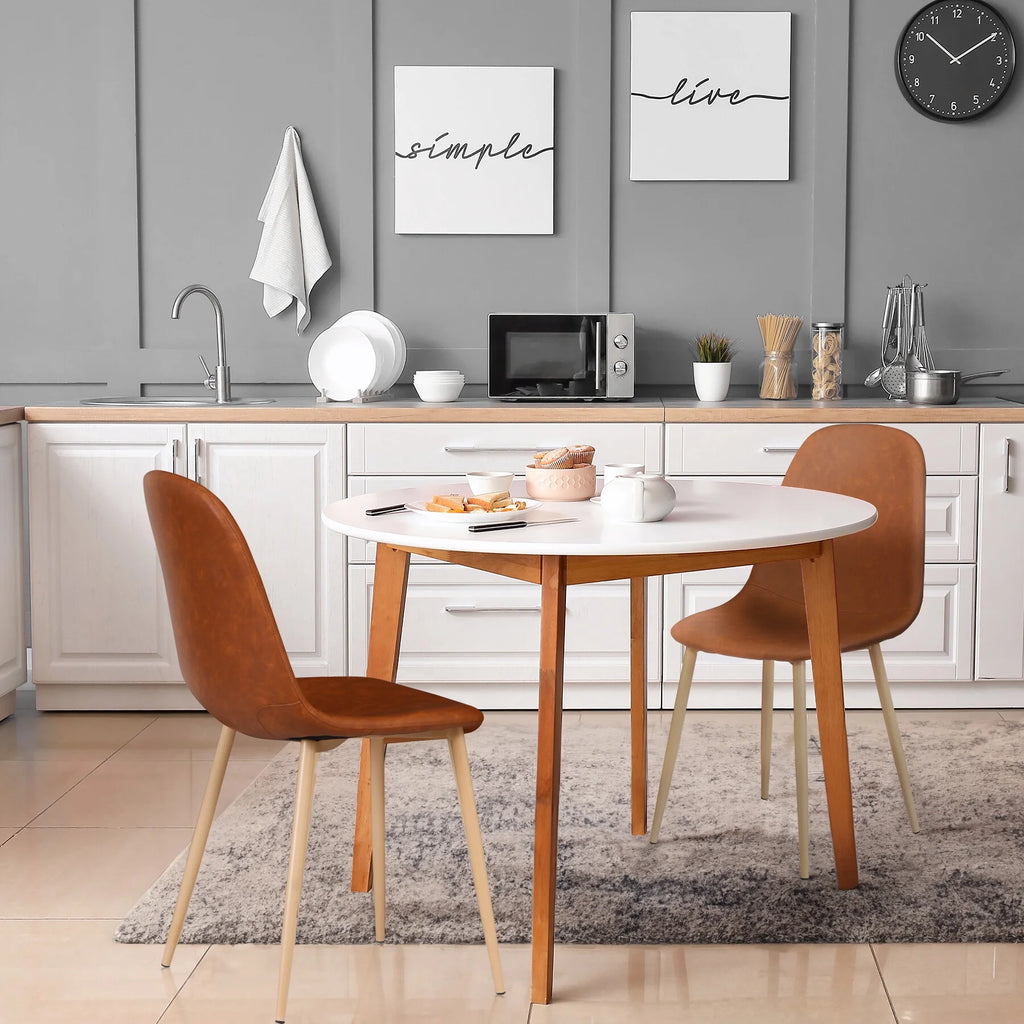 Set of 2 Brown PU Cushion Dining Chair G7673