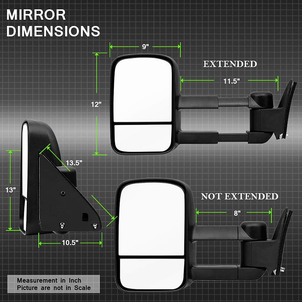 Telescoping Power Heated LED Signal Towing Side Mirrors Left Right Ford F150 Truck X504