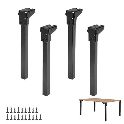 Black 4 Pcs 16'' Self-Locking Metal Folding Table Legs M3527