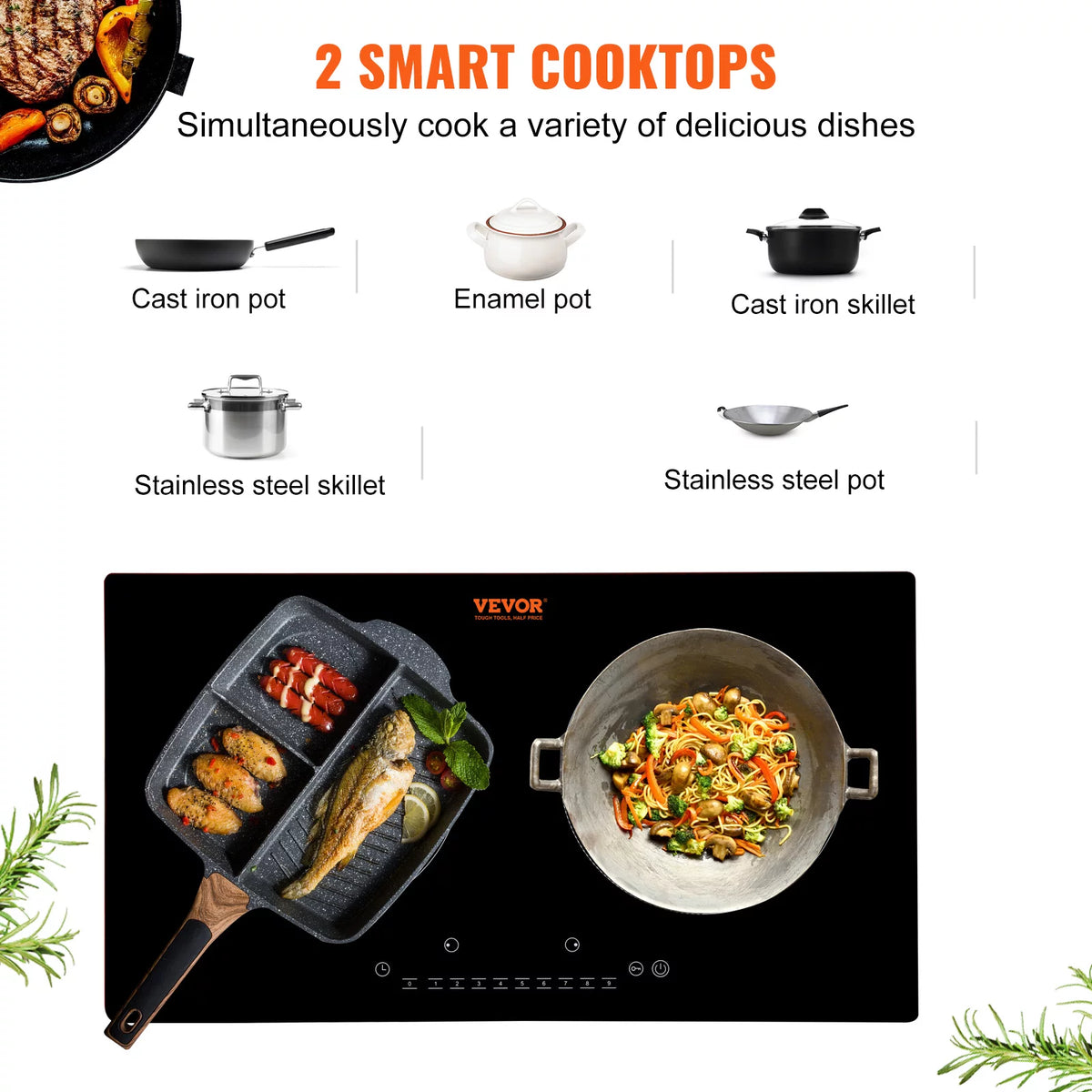 24 inch 2 Burners Ceramic Glass Electric Cooktop I2008