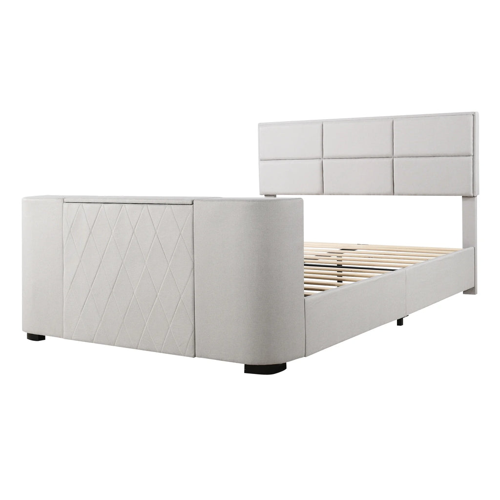 Queen Size Upholstery Platform Bed with Adjustable Headboard A29382