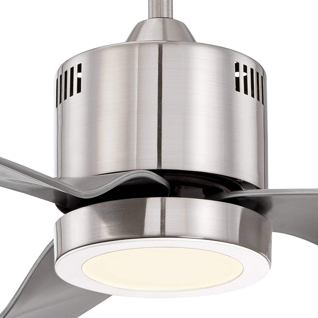 Brushed Nickel Silver 3 Blade Indoor Ceiling Fan with Light LED Remote Control C51019