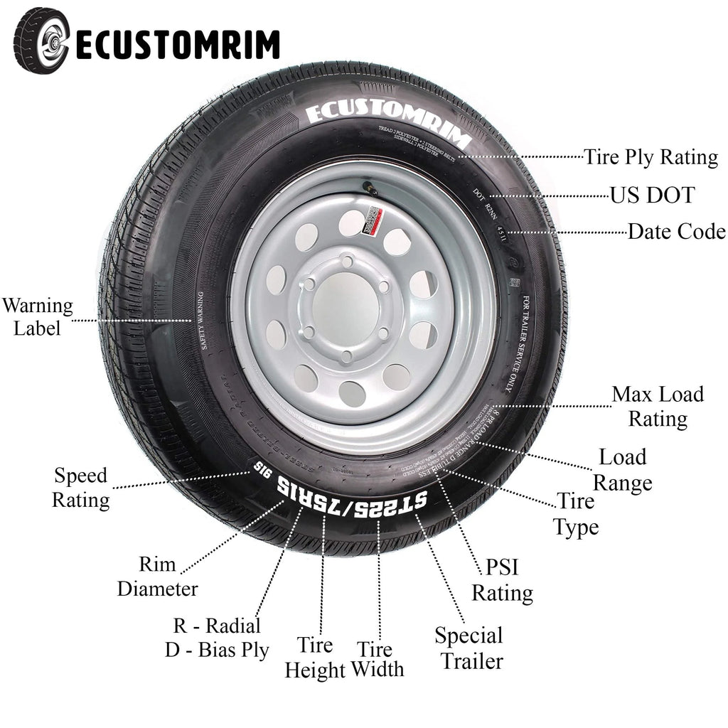 2-Pack Trailer Tire On Rim 480-12 5 Lug Galvanized Spoke Wheel Z2641