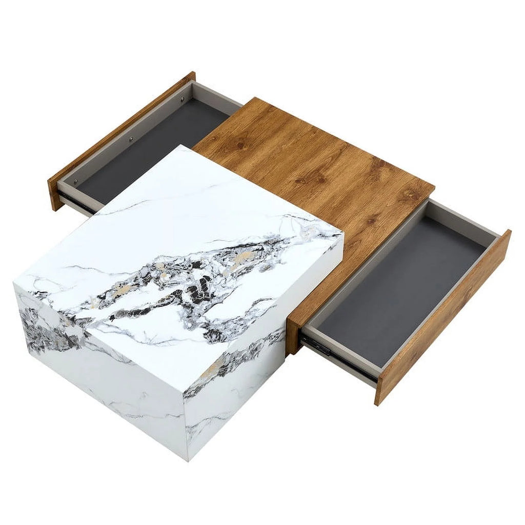 Modern Coffee Table with 2 Drawers White Finish M9232