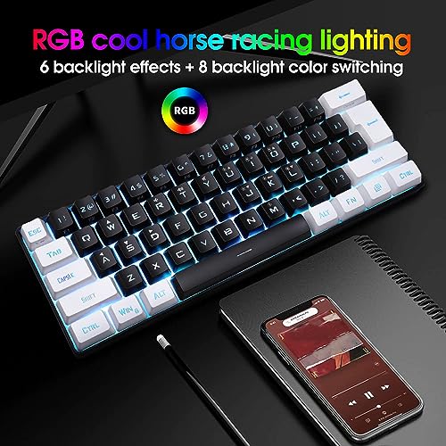 Wired Compact Mechanical Gaming Keyboard 61 Keys RGB LED Backlight M607563