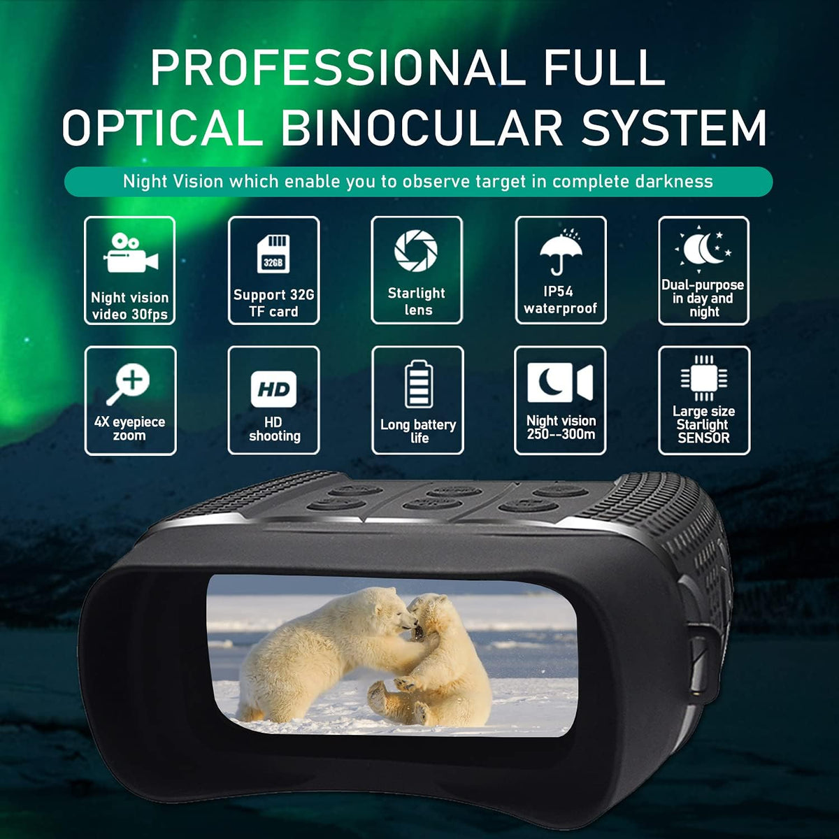 Night Vision Goggles Infrared Binoculars with 2.31 Screen 32G Memory Card U27979