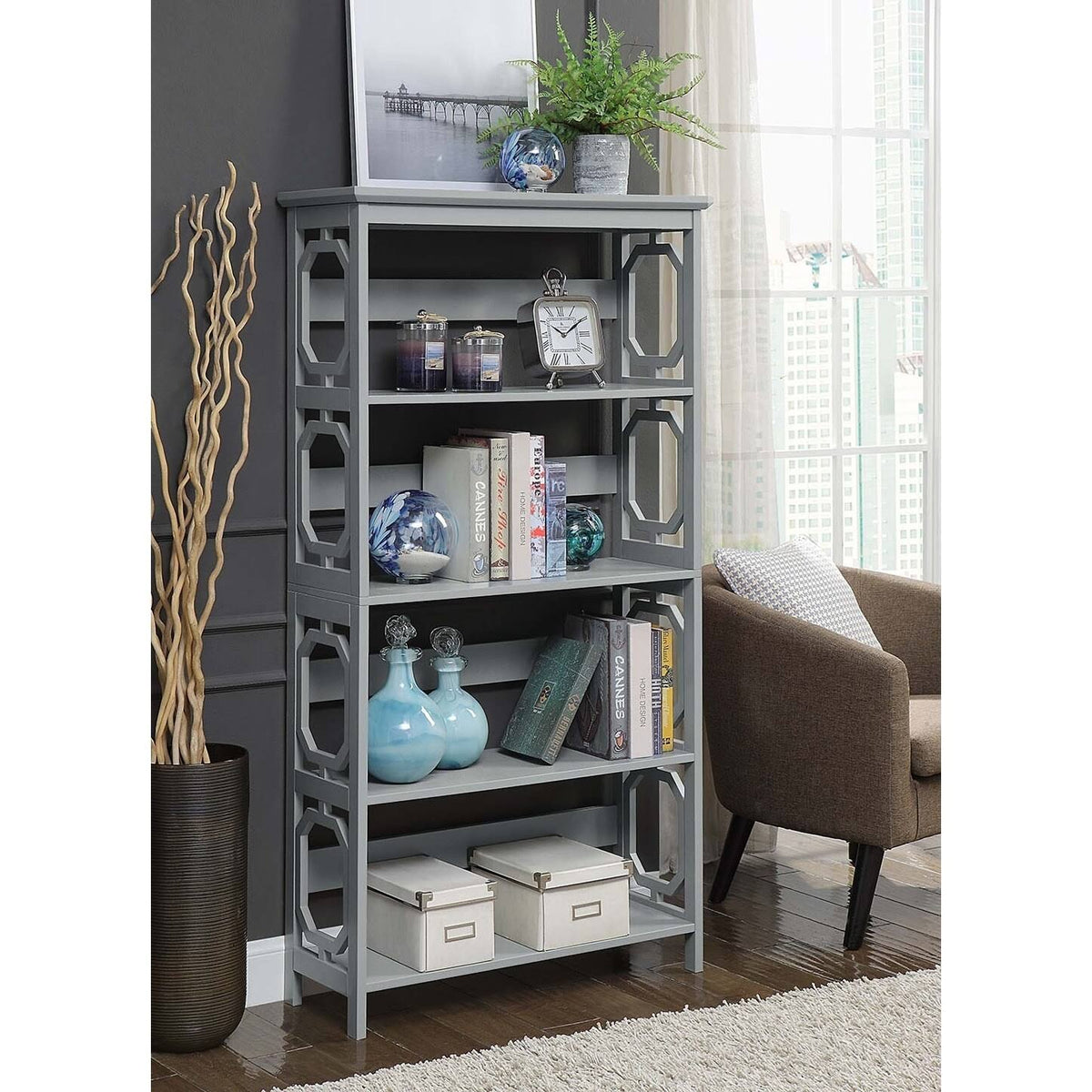 5-Tier Grey Bookcase S597052