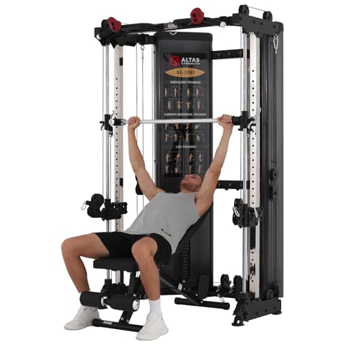 Folding Home Gym Smith Machine with Pulley System Squat Rack Weight Bar Y288412