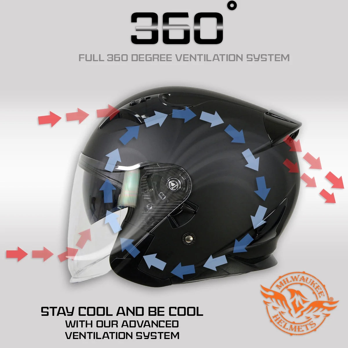 Matte Black Open Face 3/4 Helmet with Drop Down Tinted Visor I6818