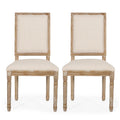 Beige Fabric Upholstered Dining Chairs Set of 2 J622