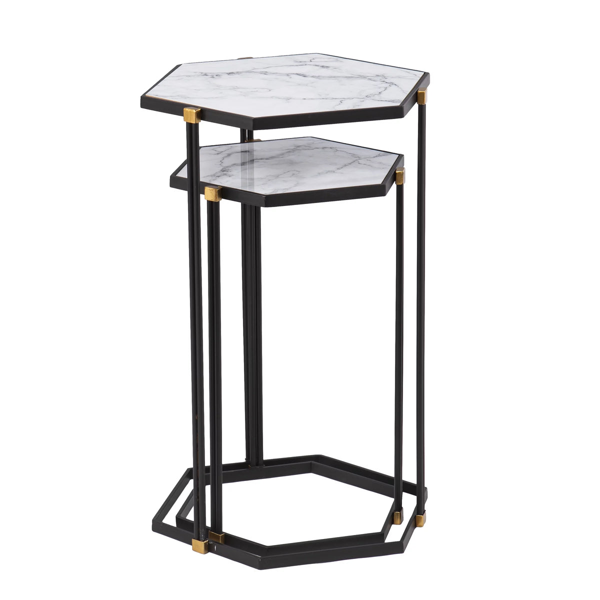 Black Faux Marble Nesting Table Set E169
