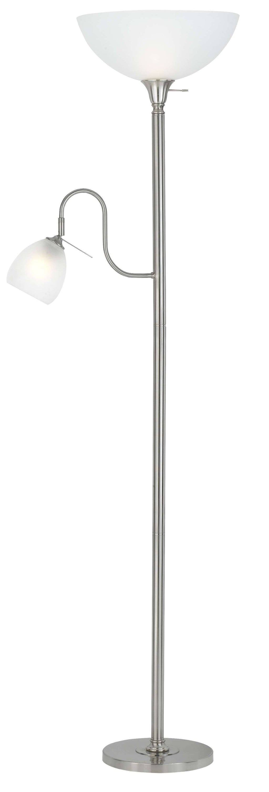 Brushed Steel Torchiere with Reading Lamp P423244