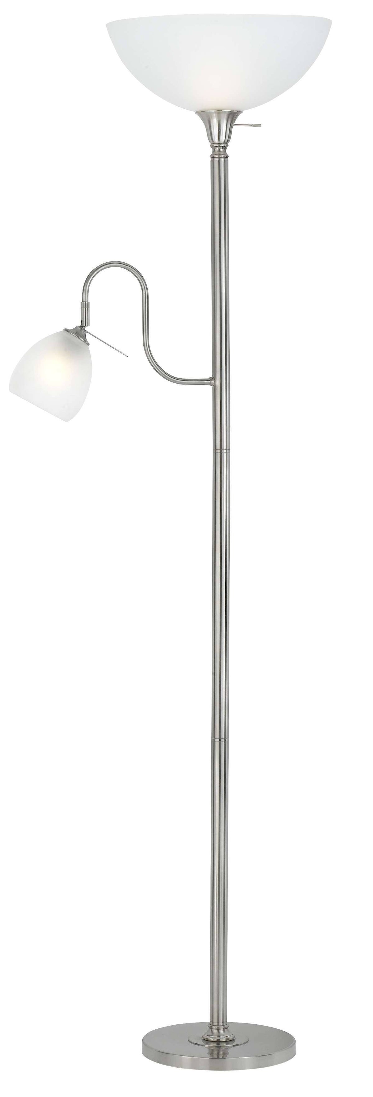 Brushed Steel Torchiere with Reading Lamp P423244