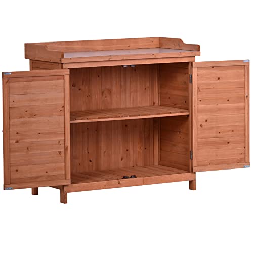 39" Grey Outdoor Wooden Storage Cabinet with Metal Tabletop O9953