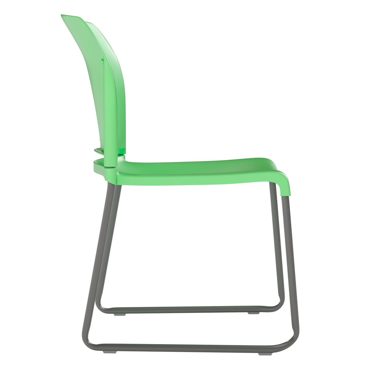 Green Full Back Contoured Stack Chair with Gray Sled Base L844368