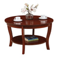 Round Coffee Table with Shelf Mahogany Wood Finish J621346
