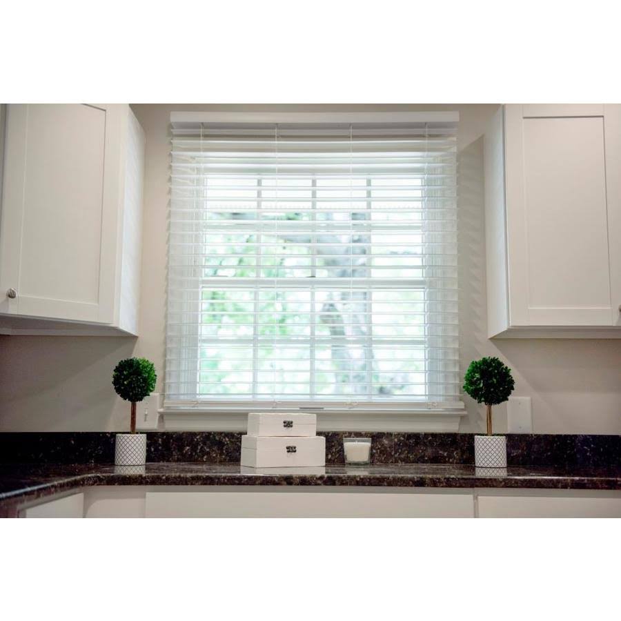 Cordless Soft White Faux Wood Room Darkening Blinds H91220