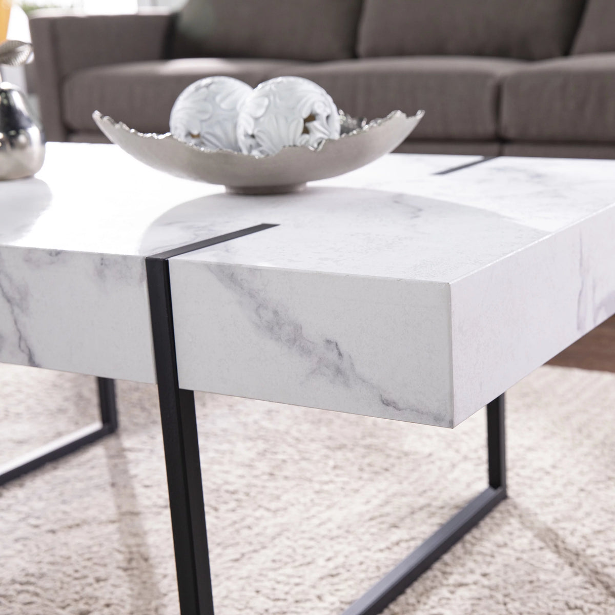 Modern Rectangle Faux Marble Cocktail Table T11221