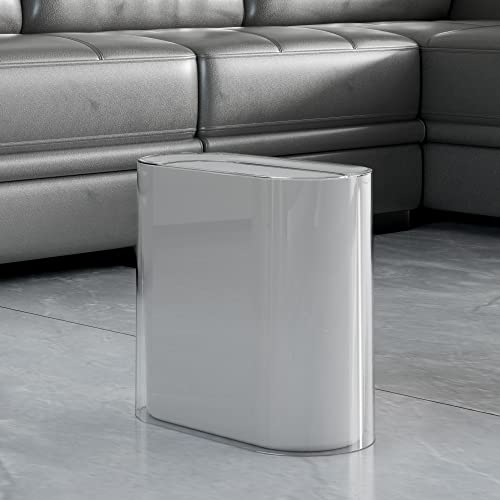 12 Liter White Plastic Trash Can with Press Top Lid I6547