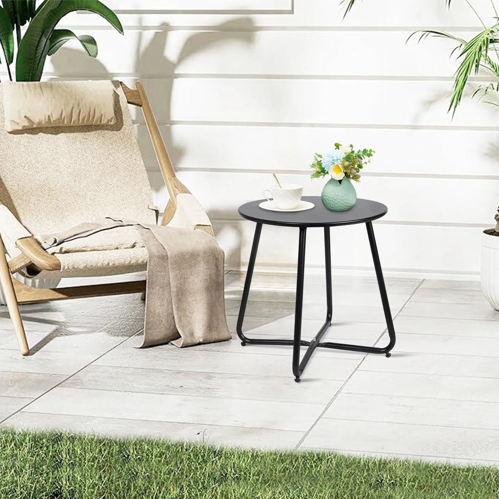 Metal Round End Table, Anti-Rust Waterproof Side Table G871247
