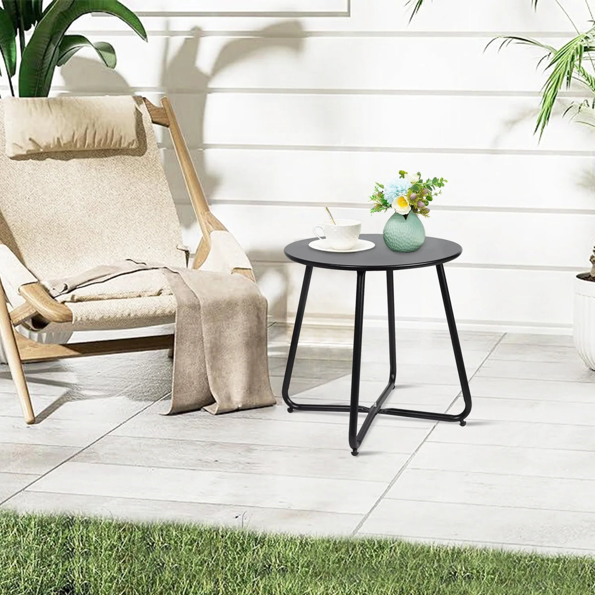 Metal Round End Table, Anti-Rust Waterproof Side Table G871247