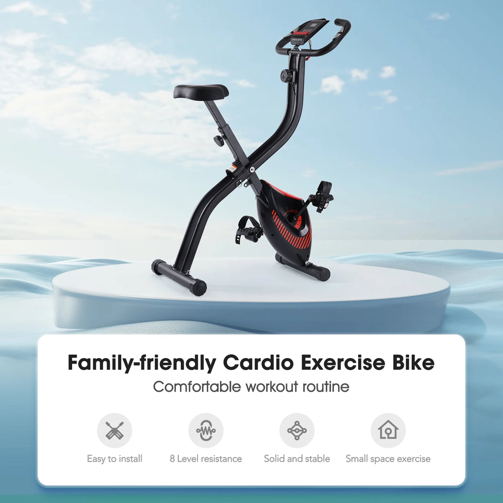 Folding Stationary Exercise Bike with LCD Monitor T57155