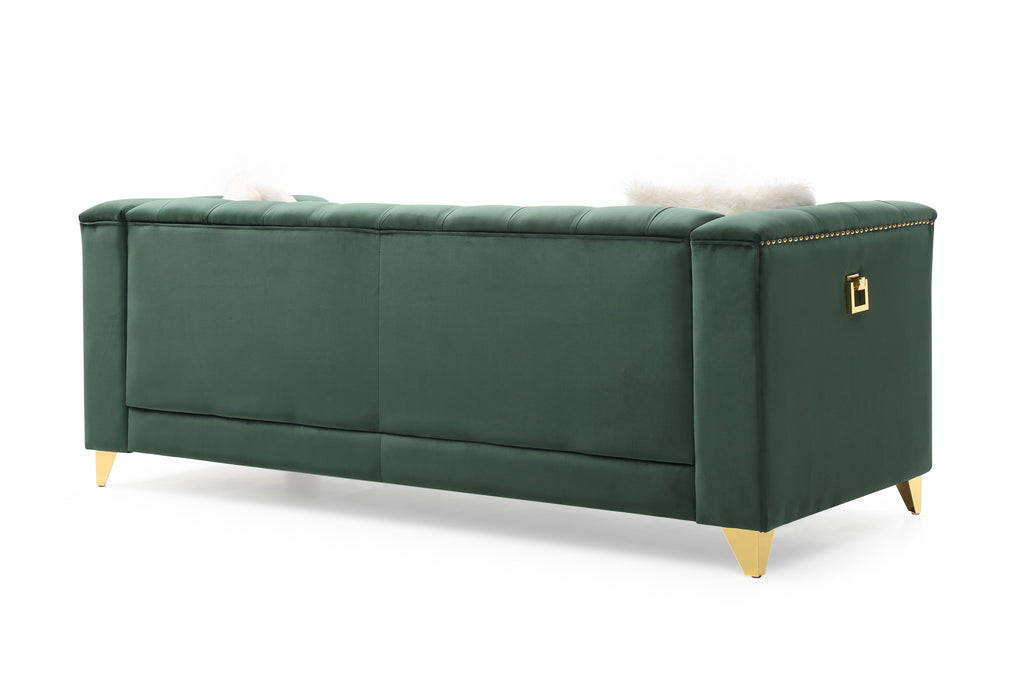Green Tufted Upholstery 2 Pc Living Room Set R281