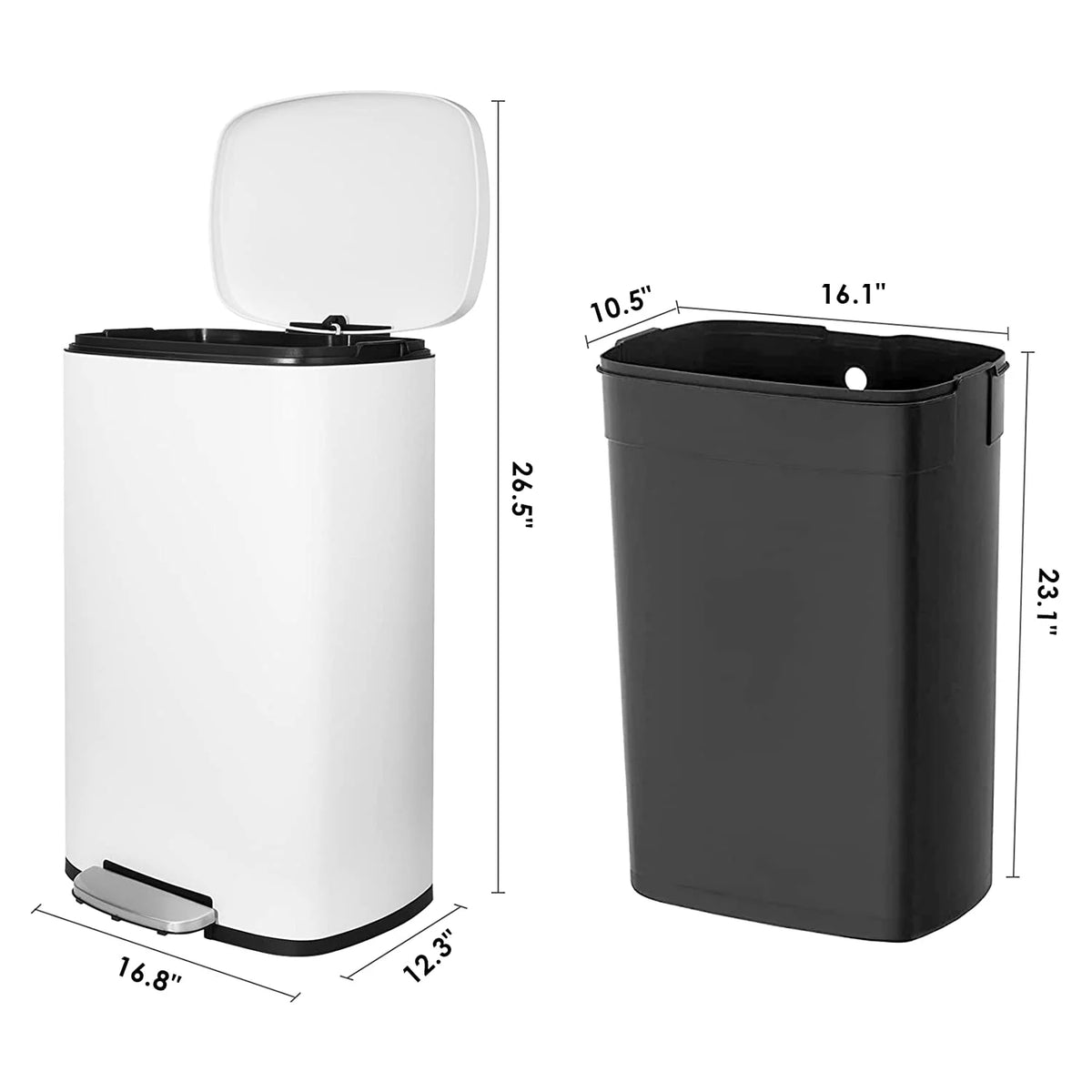 50L 13.2 Gallon Trash Can with Foot Pedal B96726