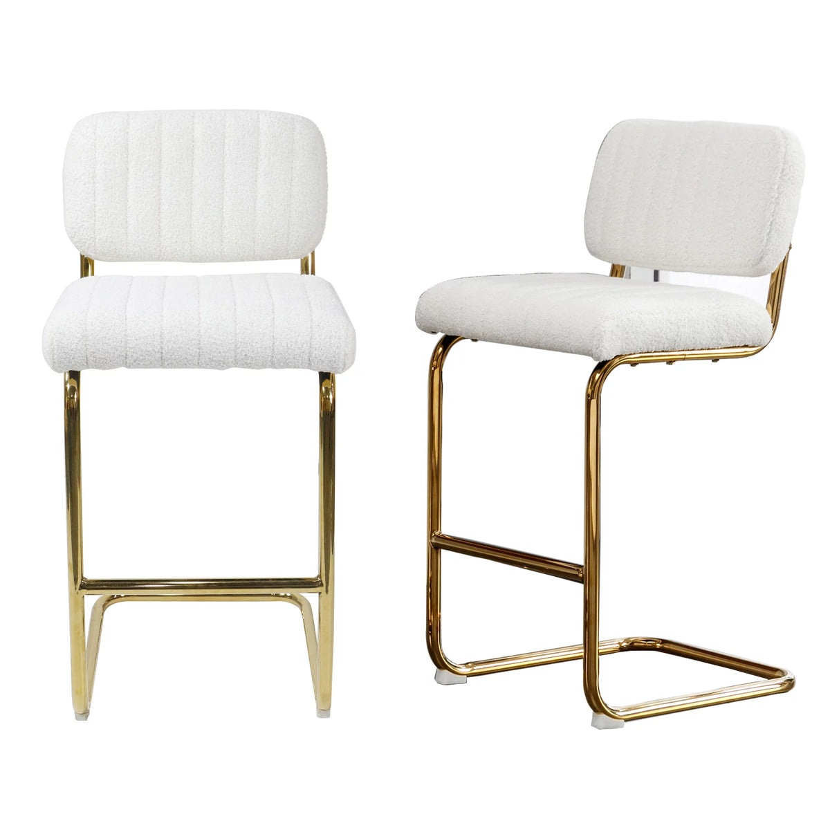 Set of 2 Teddy Fabric Upholstered Bar Stools A770