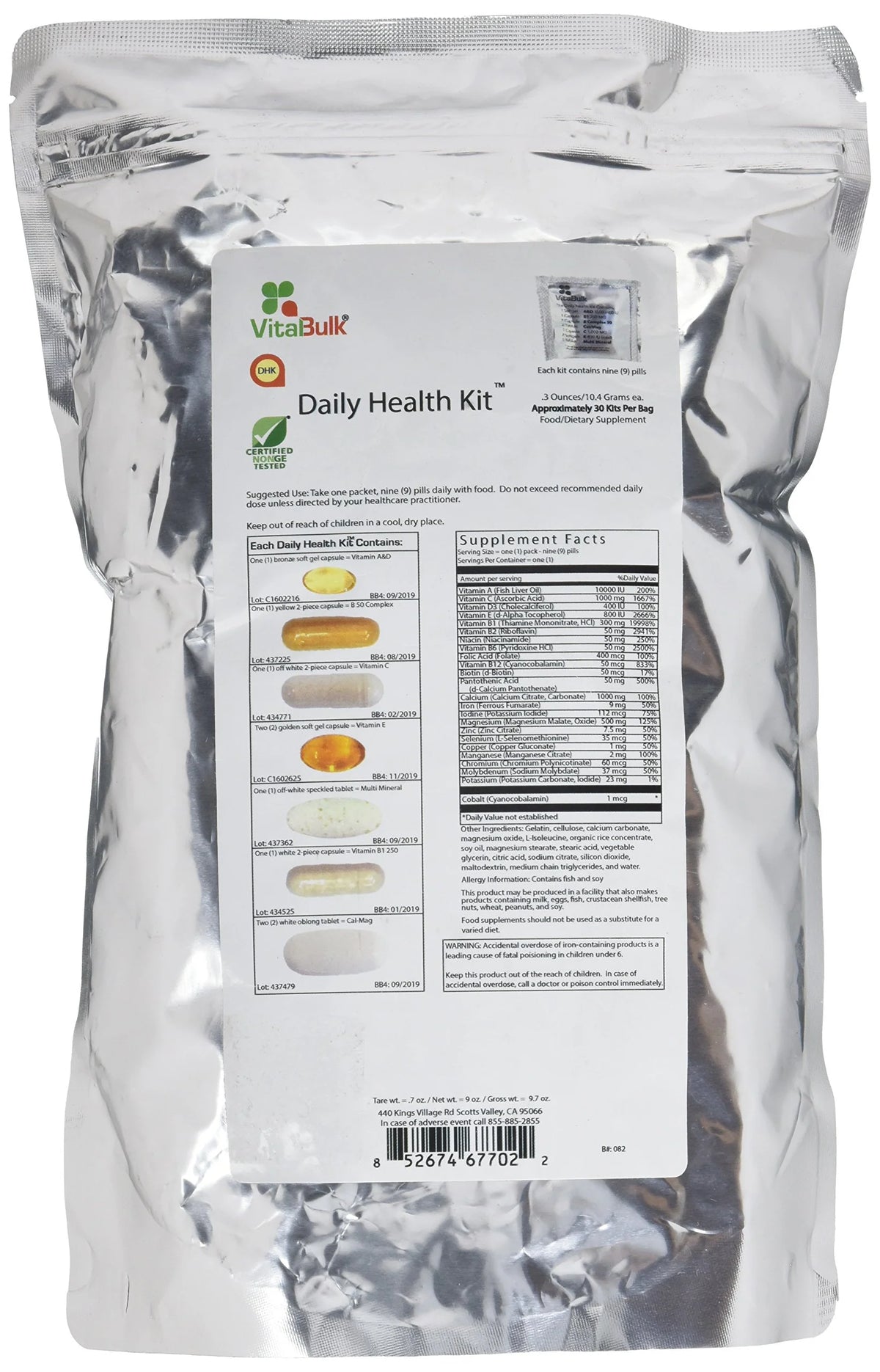 Multivitamin & Mineral Supplements 30 Count O901